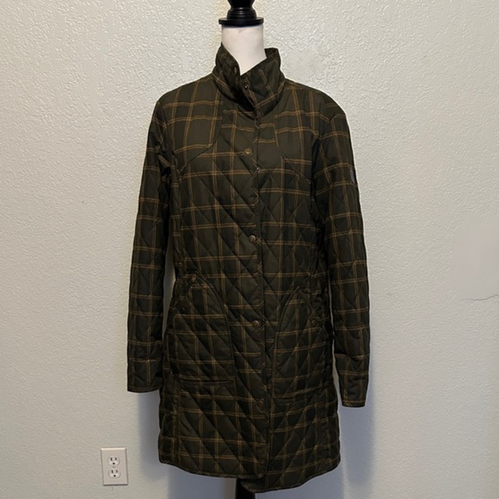 Eddie Bauer Plaid Quilted Snap Closure Cinch Coat XL
